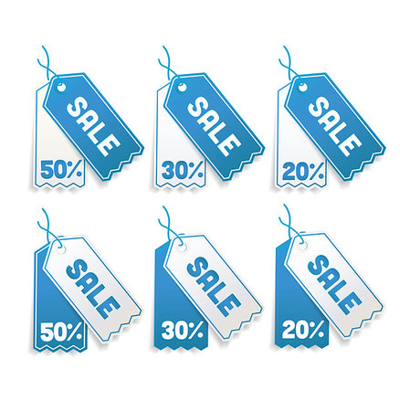 simsearch:400-05919545,k - Vector blue sale tags, 50%, 30%, 20% Stock Photo - Budget Royalty-Free & Subscription, Code: 400-07630199