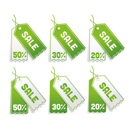 simsearch:400-04907711,k - Vector green sale tags, 50%, 30%, 20% Stock Photo - Budget Royalty-Free & Subscription, Code: 400-07630200