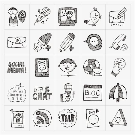 simsearch:400-07405373,k - doodle communication icons set Stock Photo - Budget Royalty-Free & Subscription, Code: 400-07630245