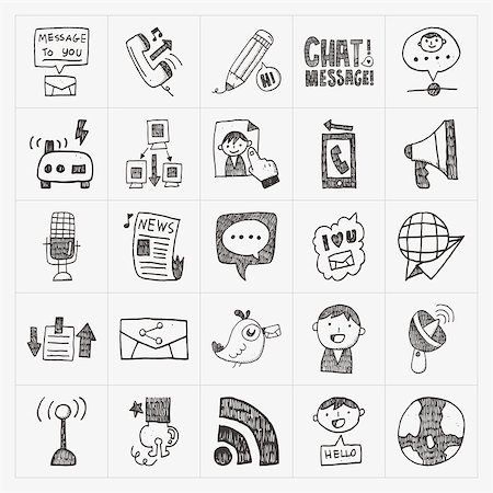 simsearch:400-07630248,k - doodle communication icons set Stock Photo - Budget Royalty-Free & Subscription, Code: 400-07630250