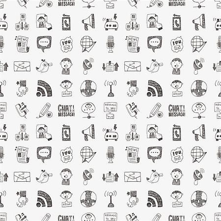 simsearch:400-07630248,k - seamless doodle communication pattern Stock Photo - Budget Royalty-Free & Subscription, Code: 400-07630251