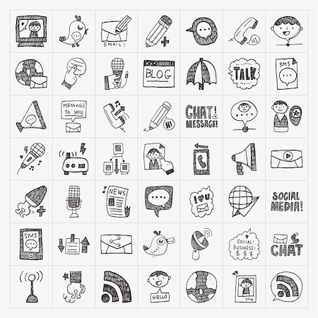 simsearch:400-07630248,k - doodle communication icons set Stock Photo - Budget Royalty-Free & Subscription, Code: 400-07630252