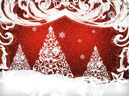 simsearch:400-05920158,k - Abstract illustration of red Christmas background with white decorations. Stock Photo - Budget Royalty-Free & Subscription, Code: 400-07630263