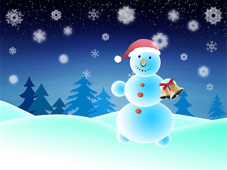 simsearch:400-07896754,k - Illustration of winter background with cute snowman. Photographie de stock - Aubaine LD & Abonnement, Code: 400-07630388