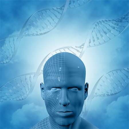 simsearch:400-03920739,k - 3D medical background with DNA strands and male face Fotografie stock - Microstock e Abbonamento, Codice: 400-07630522