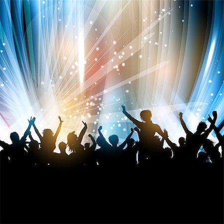 friends silhouette group - Silhouette of a party crowd on an abstract background Stock Photo - Budget Royalty-Free & Subscription, Code: 400-07630548