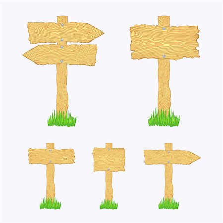 pointer stick - Set of blank light wooden signs and signposts. The file is made with no transparencies and gradients. Stock Photo - Budget Royalty-Free & Subscription, Code: 400-07630644