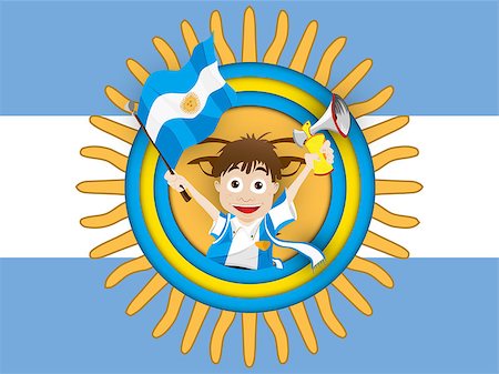simsearch:400-07624970,k - Vector - Argentina Soccer Fan Flag Cartoon Foto de stock - Super Valor sin royalties y Suscripción, Código: 400-07630651