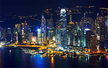 simsearch:400-07630733,k - hong kong city skyline night Stock Photo - Budget Royalty-Free & Subscription, Code: 400-07630733
