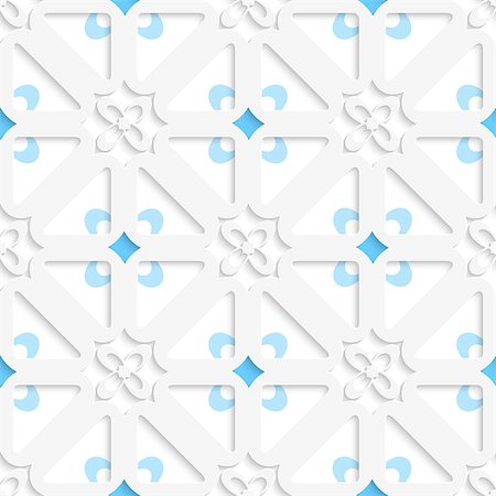 simsearch:400-07660280,k - Abstract 3d seamless background. Diagonal white small flowers layered with blue pattern with cut out of paper effect. Photographie de stock - Aubaine LD & Abonnement, Code: 400-07630812