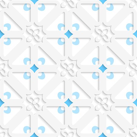 simsearch:400-07616809,k - Abstract 3d seamless background. Diagonal white small flowers layered with blue pattern with cut out of paper effect. Stock Photo - Budget Royalty-Free & Subscription, Code: 400-07630812