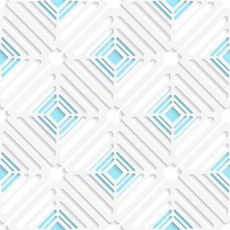 simsearch:400-07660293,k - Abstract 3d seamless background. Diagonal white square net and blue pattern with cut out of paper effect. Fotografie stock - Microstock e Abbonamento, Codice: 400-07630813