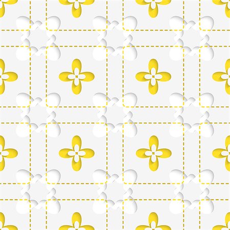 Abstract 3d seamless background. Perforated squares with yellow flowers pattern with cut out of paper 3d effect. Stock Photo - Budget Royalty-Free & Subscription, Code: 400-07630826