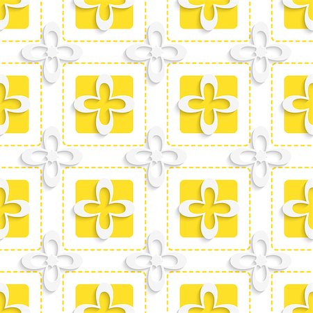 simsearch:400-07616809,k - Abstract 3d seamless background. Yellow squares and white flowers pattern with cut out of paper 3d effect. Stock Photo - Budget Royalty-Free & Subscription, Code: 400-07630850