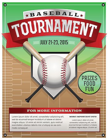 Baseball Tournament Illustration. Vector EPS 10 available. EPS file contains transparencies and gradient mesh. Fonts have been converted to outlines. Fonts used: Rex: http://www.fontsquirrel.com/fonts/rex Goblin: http://www.fontsquirrel.com/fonts/goblin Stock Photo - Budget Royalty-Free & Subscription, Code: 400-07631094