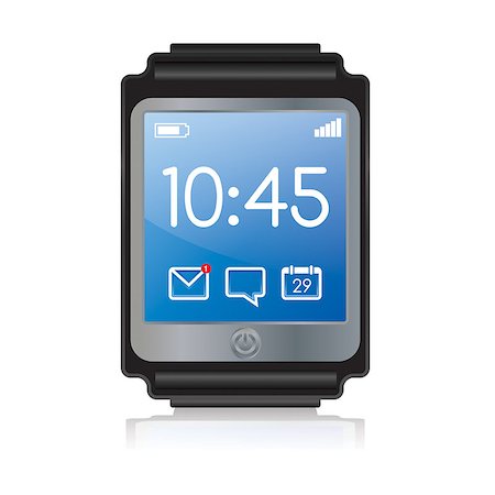 enterlinedesign (artist) - An illustration of a smartwatch isolated on white. Vector EPS 10 file available. EPS file contains transparencies. Foto de stock - Super Valor sin royalties y Suscripción, Código: 400-07631105