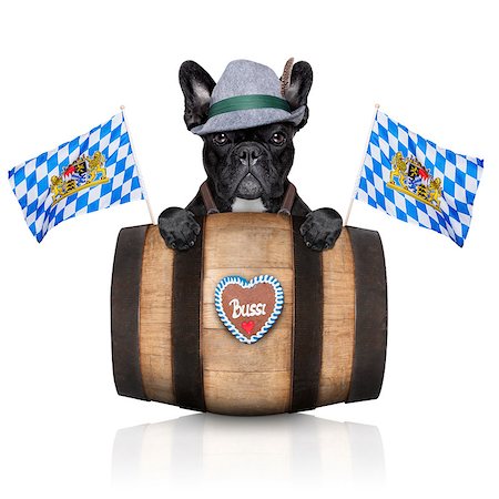 simsearch:400-08163219,k - bavarian german dog behind beer barrel and  bavarian flags Photographie de stock - Aubaine LD & Abonnement, Code: 400-07631153