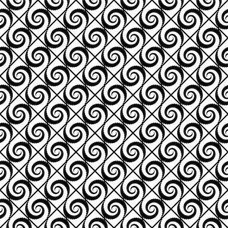 simsearch:400-07507273,k - Design seamless monochrome spiral movement decorative pattern. Abstract whirl background. Vector art Stock Photo - Budget Royalty-Free & Subscription, Code: 400-07631173