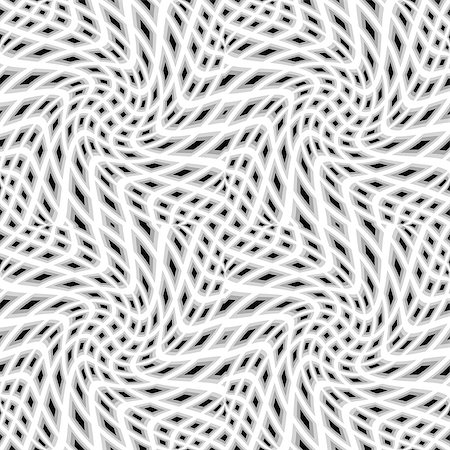 simsearch:400-07631338,k - Design seamless monochrome warped geometric pattern. Abstract distorted textured background. Vector art. No gradient Stockbilder - Microstock & Abonnement, Bildnummer: 400-07631210