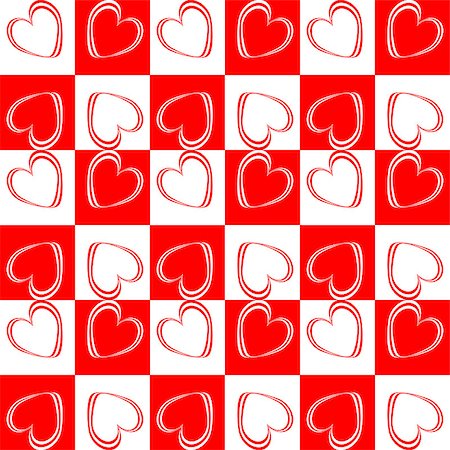 Design seamless red hearts pattern. Abstract checked geometric background. Vector art Stockbilder - Microstock & Abonnement, Bildnummer: 400-07631211