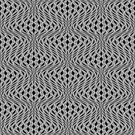 simsearch:400-07625999,k - Design seamless monochrome wave pattern. Abstract distortion textured twisted background. Vector art Foto de stock - Super Valor sin royalties y Suscripción, Código: 400-07631283