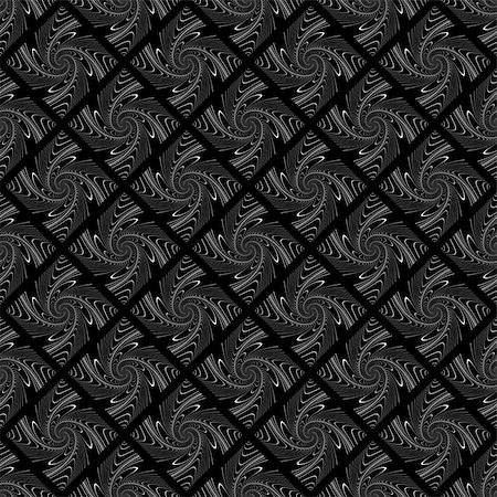 simsearch:400-07830300,k - Design seamless vortex movement strip geometric pattern. Abstract monochrome waving lines background. Speckled texture. Vector art Foto de stock - Super Valor sin royalties y Suscripción, Código: 400-07631292