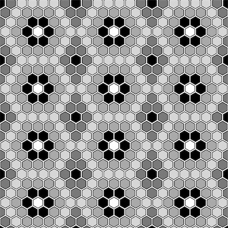 designs for background black and white colors - Design seamless monochrome mosaic hexagon pattern. Abstract geometrical decorative background. Vector art Stock Photo - Budget Royalty-Free & Subscription, Code: 400-07631346