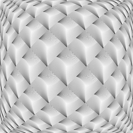 simsearch:400-07625999,k - Design monochrome warped grid diamond pattern. Abstract volume textured background. Vector art Foto de stock - Super Valor sin royalties y Suscripción, Código: 400-07631340