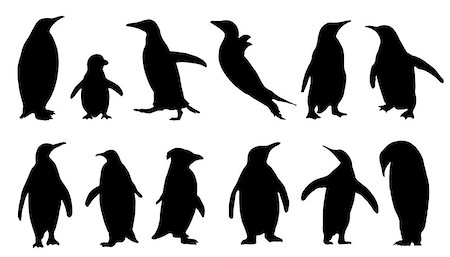 family group icon - penguin silhouettes on the white background Stock Photo - Budget Royalty-Free & Subscription, Code: 400-07631352