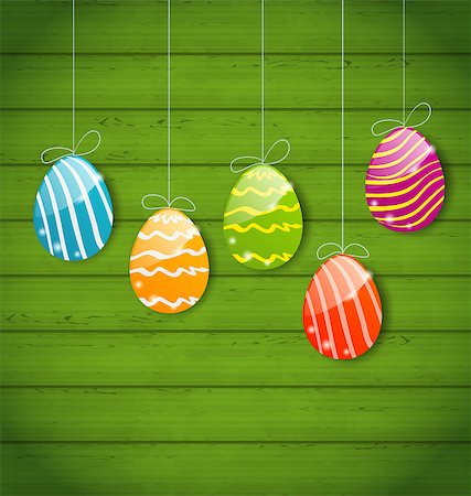 smeagorl (artist) - Illustration Easter colorful eggs on wooden texture - vector Fotografie stock - Microstock e Abbonamento, Codice: 400-07631617