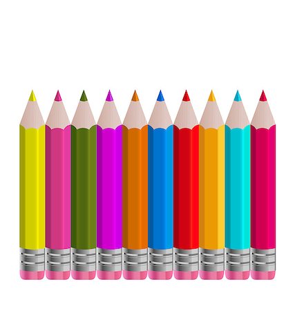 simsearch:400-06388011,k - Illustration set colorful vertical pencils isolated on white background - vector Stock Photo - Budget Royalty-Free & Subscription, Code: 400-07631655
