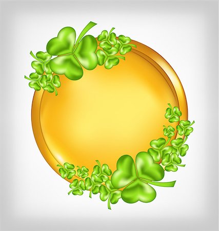 simsearch:400-06569677,k - Illustration golden coin with shamrocks. St. Patrick's day symbol - vector Stock Photo - Budget Royalty-Free & Subscription, Code: 400-07631653