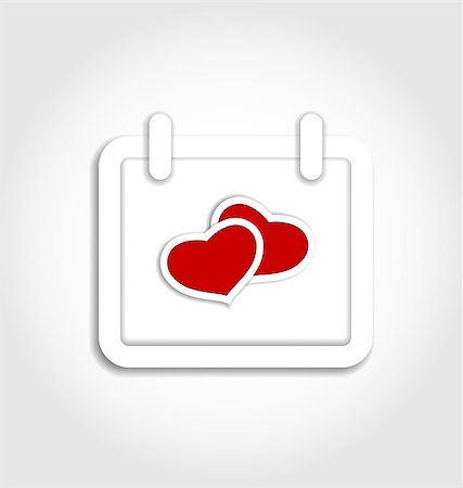 Illustration calendar icon for Valentines day with hearts - vector Photographie de stock - Aubaine LD & Abonnement, Code: 400-07631695