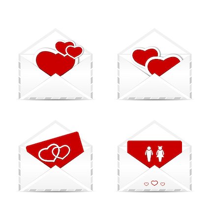 simsearch:400-04085192,k - Illustration set envelopes with valentine hearts and postcards -  vector Photographie de stock - Aubaine LD & Abonnement, Code: 400-07631698