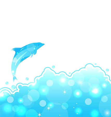 Illustration abstract water card with dolphin - vector Photographie de stock - Aubaine LD & Abonnement, Code: 400-07631702