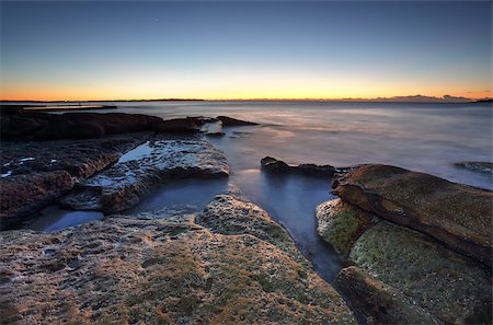 simsearch:400-07667033,k - Dawn down on the rocks at Cronulla, NSW, Australia.  Long exposure Stock Photo - Budget Royalty-Free & Subscription, Code: 400-07631965