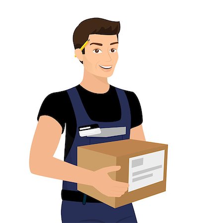 Delivery service man with a box in his hands. Contains EPS10 and high-resolution JPEG Stock Photo - Budget Royalty-Free & Subscription, Code: 400-07631986