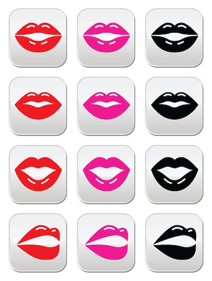 Sexy women's lips vector buttons set Photographie de stock - Libre de Droits (LD), Artiste: RedKoala, Le code de l’image : 400-07631990