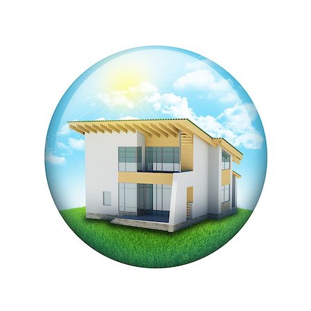 simsearch:400-07632086,k - Blue sky, green grass and house. Spherical glossy button. Web element Stock Photo - Budget Royalty-Free & Subscription, Code: 400-07632079