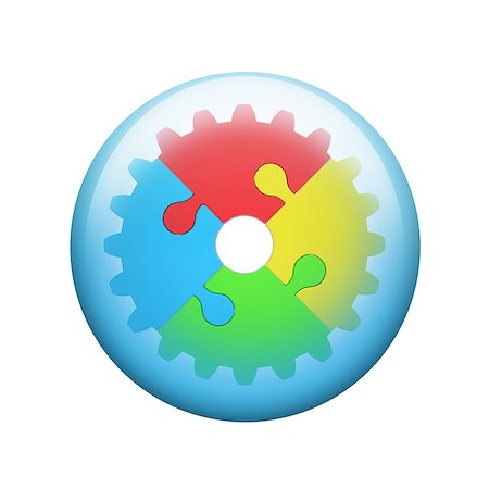simsearch:400-07558184,k - Gear of colorful jigsaw puzzles. Spherical glossy button. Web element Stock Photo - Budget Royalty-Free & Subscription, Code: 400-07632089