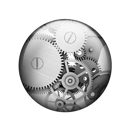 simsearch:400-07632086,k - Metal gears. Spherical glossy button. Web element Stock Photo - Budget Royalty-Free & Subscription, Code: 400-07632105