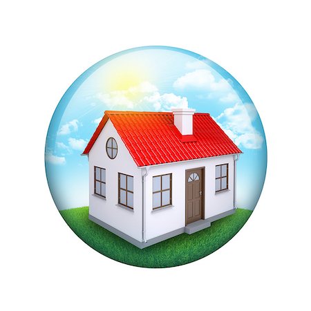 simsearch:400-07632086,k - Blue sky, green grass and house. Spherical glossy button. Web element Stock Photo - Budget Royalty-Free & Subscription, Code: 400-07632106
