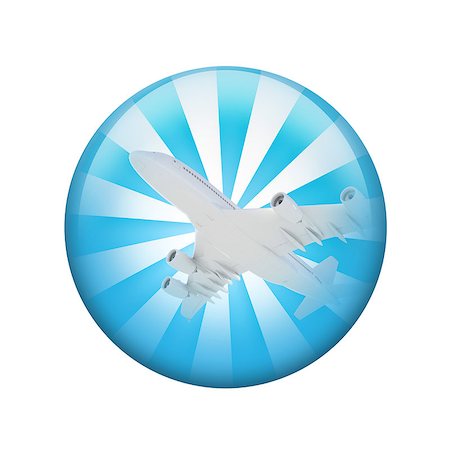 simsearch:400-07632086,k - White airplane. Spherical glossy button. Web element Stock Photo - Budget Royalty-Free & Subscription, Code: 400-07632118