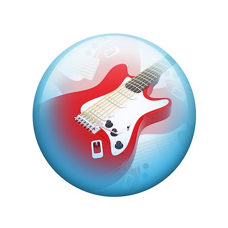 simsearch:400-07632086,k - Electric guitar. Spherical glossy button. Web element Stock Photo - Budget Royalty-Free & Subscription, Code: 400-07632119