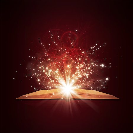 story book nobody - Old open book with magic light and falling stars. Dark background Stock Photo - Budget Royalty-Free & Subscription, Code: 400-07632111