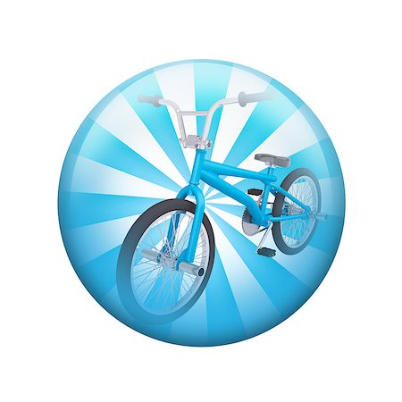 Blue bicycle. Spherical glossy button. Web element Stock Photo - Budget Royalty-Free & Subscription, Code: 400-07632121