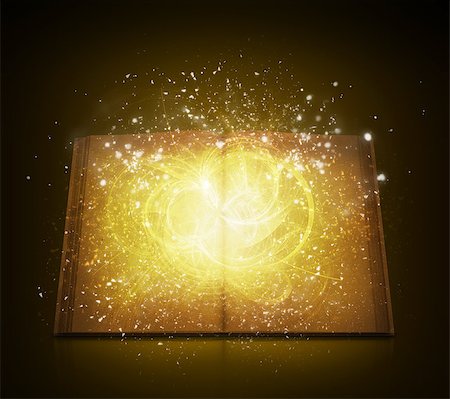 story book nobody - Old open book with magic light and falling stars. Dark background Stock Photo - Budget Royalty-Free & Subscription, Code: 400-07632149