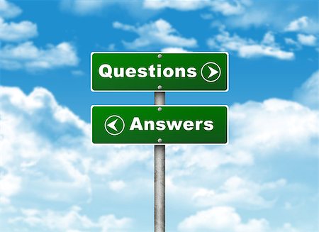simsearch:400-05108001,k - Crossroads road sign. Pointer to the right Questions, but Answers left. Choice concept Stock Photo - Budget Royalty-Free & Subscription, Code: 400-07632265