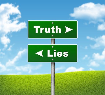 simsearch:400-07677344,k - Crossroads road sign. Pointer to the right Truth, but Lies left. Choice concept Stock Photo - Budget Royalty-Free & Subscription, Code: 400-07632266