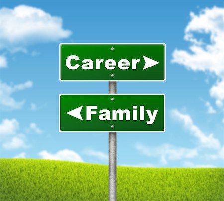 simsearch:400-07677344,k - Crossroads road sign. Pointer to the right Career, but Family left. Choice concept Stock Photo - Budget Royalty-Free & Subscription, Code: 400-07632270